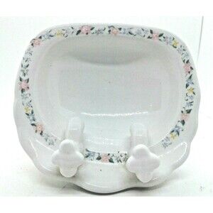 Porcelain White Pedestal Sink with Flowers around the Base and Basin